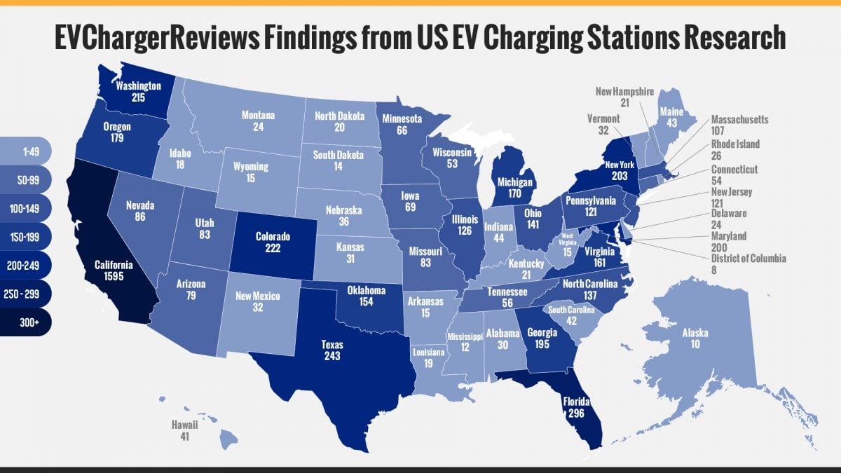 Fast DC EV Chargers Map by State