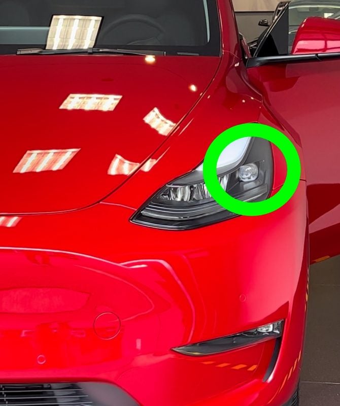 Matrix lights on Tesla Model Y Long Range from Fremont