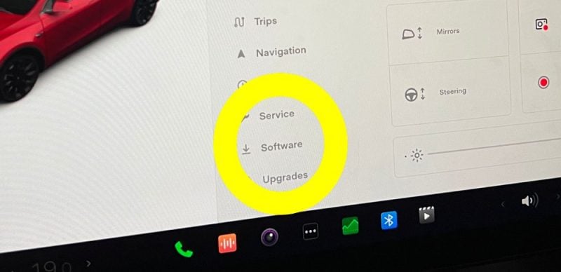 Go to the software screen