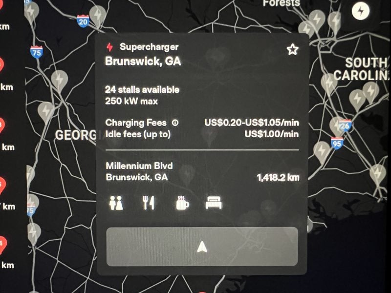 Brunswick, GA - $0.20-1.05 /minute of charging, depending on speed