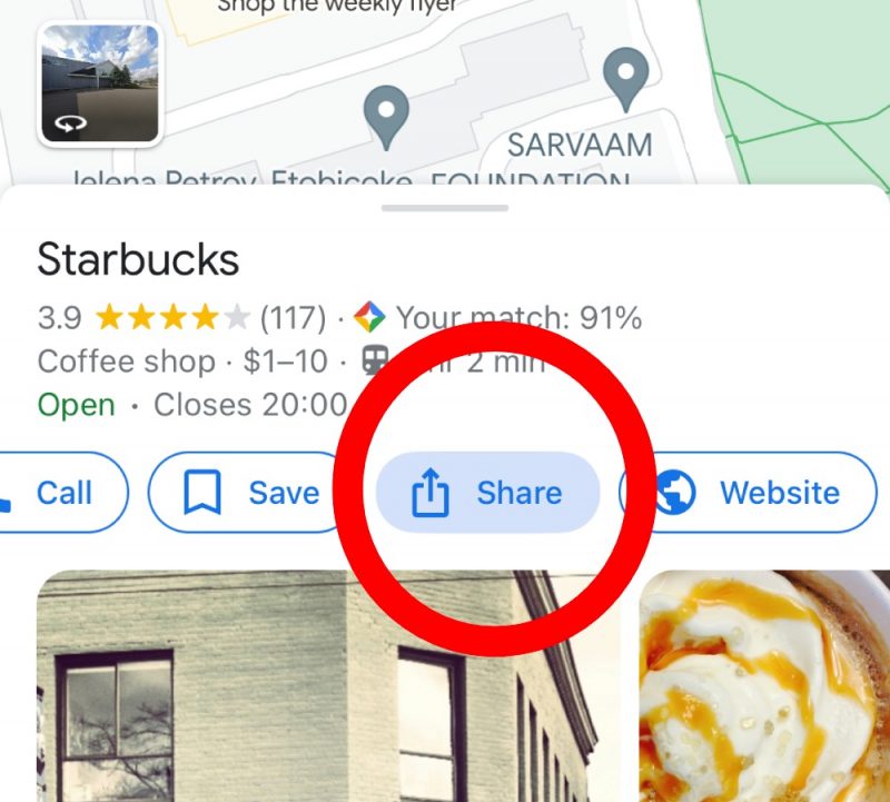 Share button in Google Maps