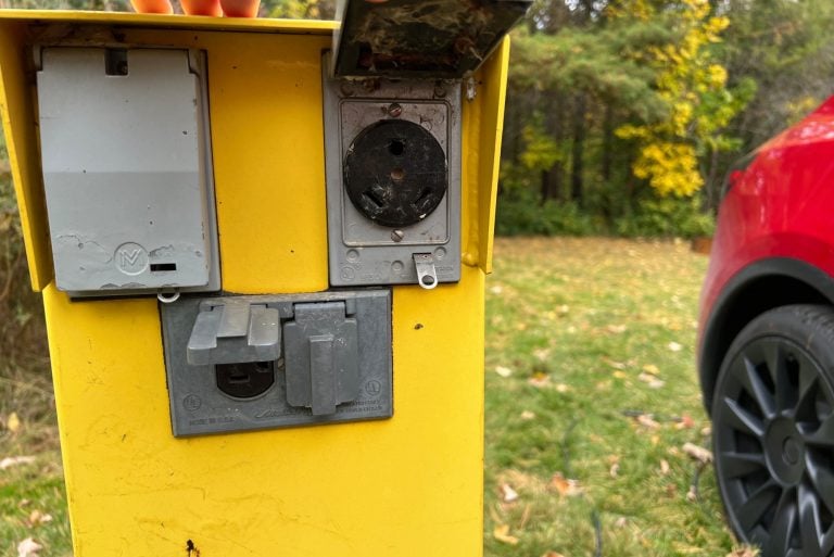 Electrical post at camping site