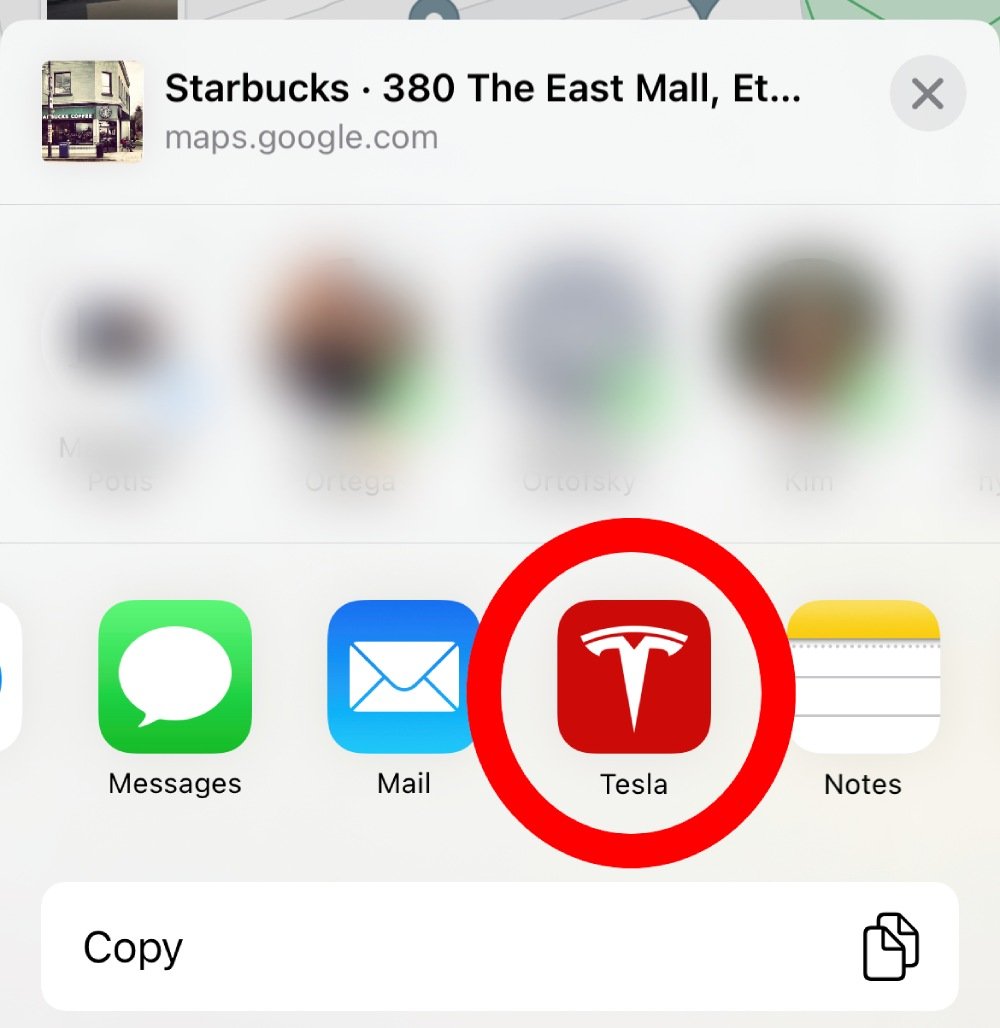 Tesla App Icon in Google Maps