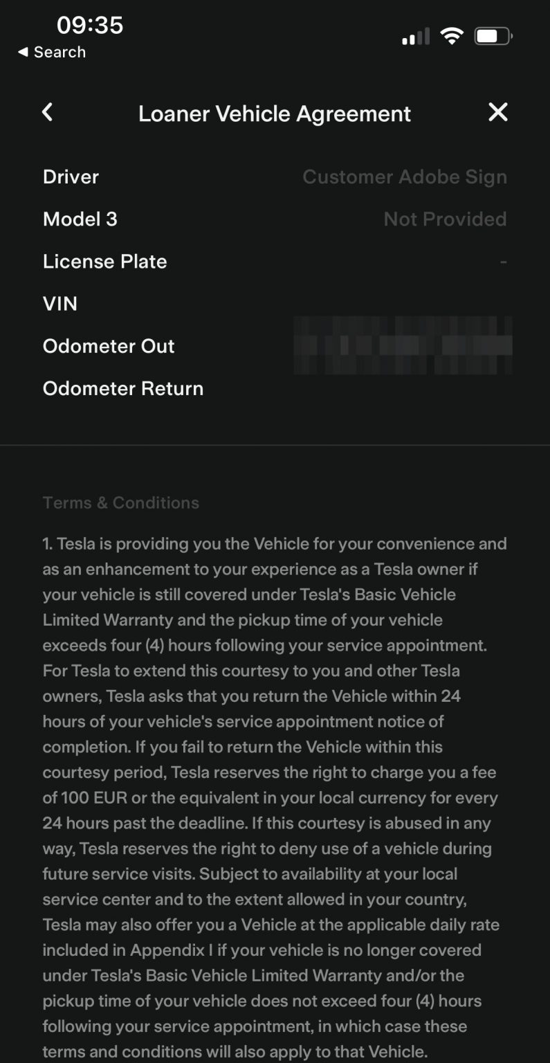 Does Tesla Service provide loaner cars? What is the Policy?
