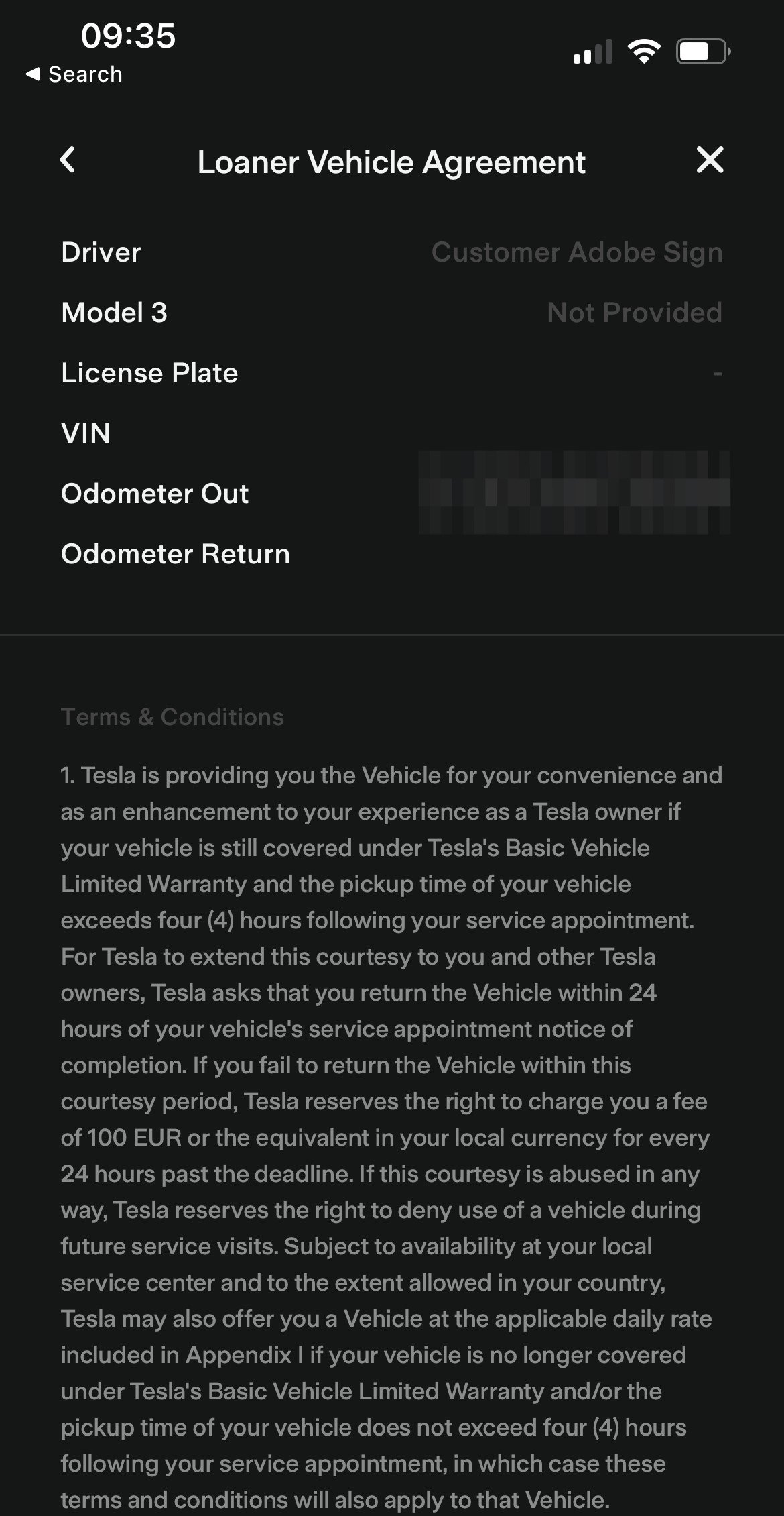 Loaners are offered as a courtesy (free) for customers who are getting work done under Tesla's Basic Limited Time Warranty.