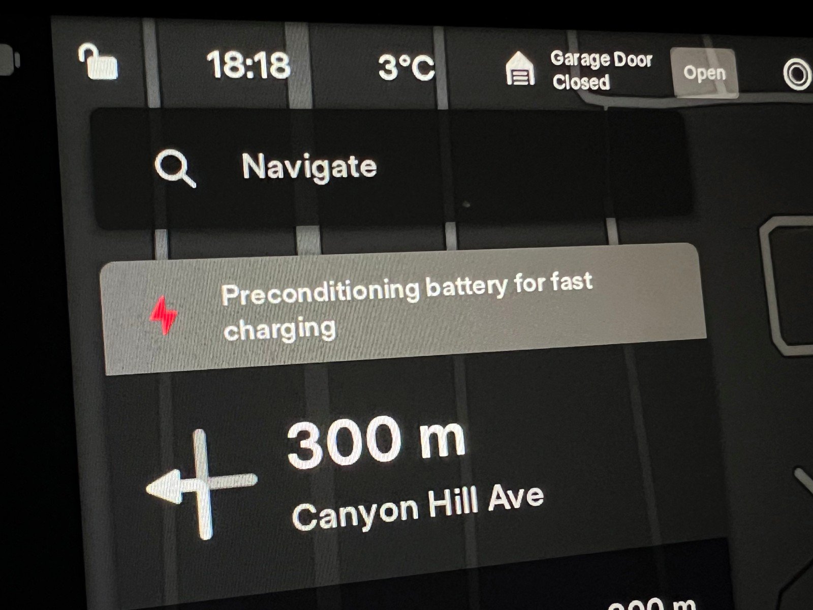 Tesla battery preconditioning message on the screen