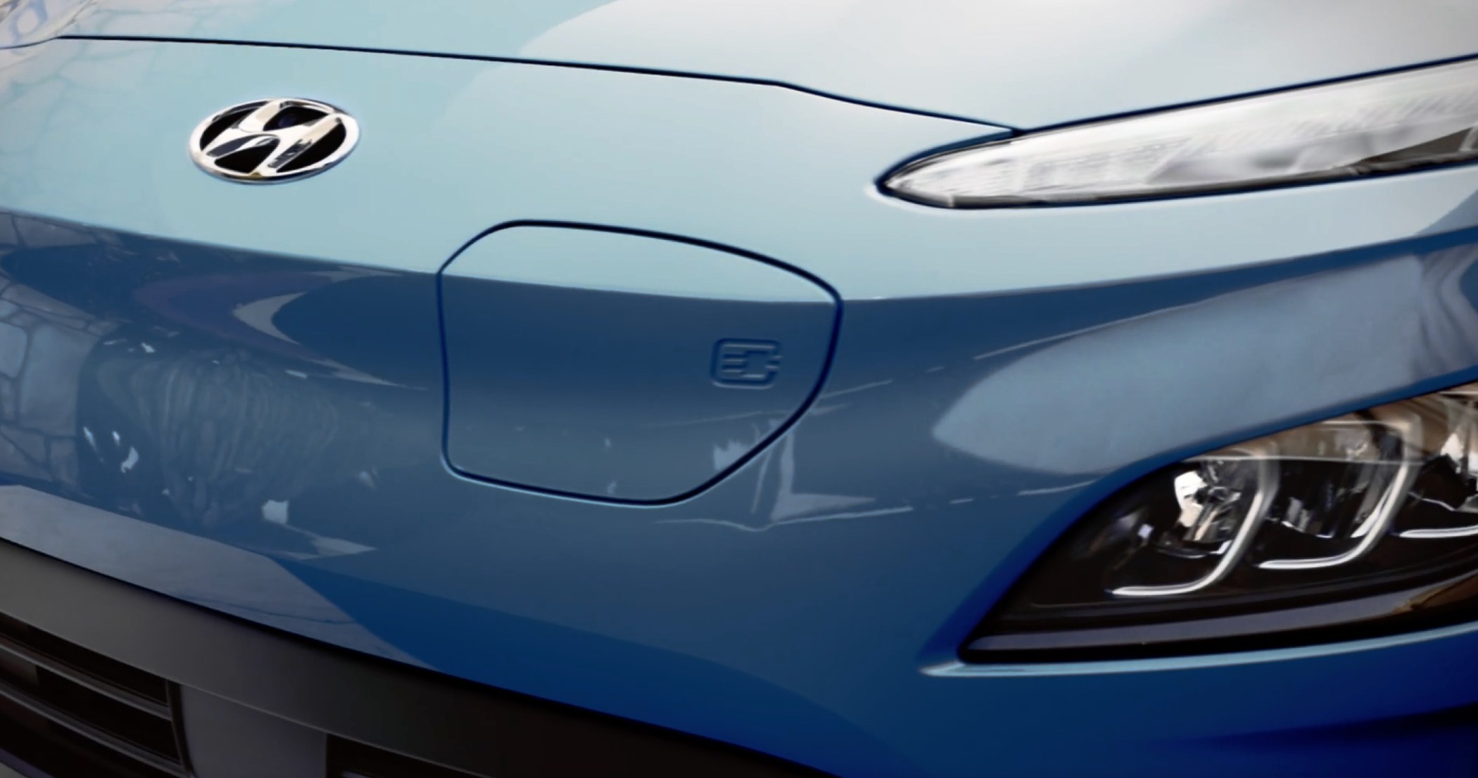 Kona Electric Charging port in the front of the car on the driver's side