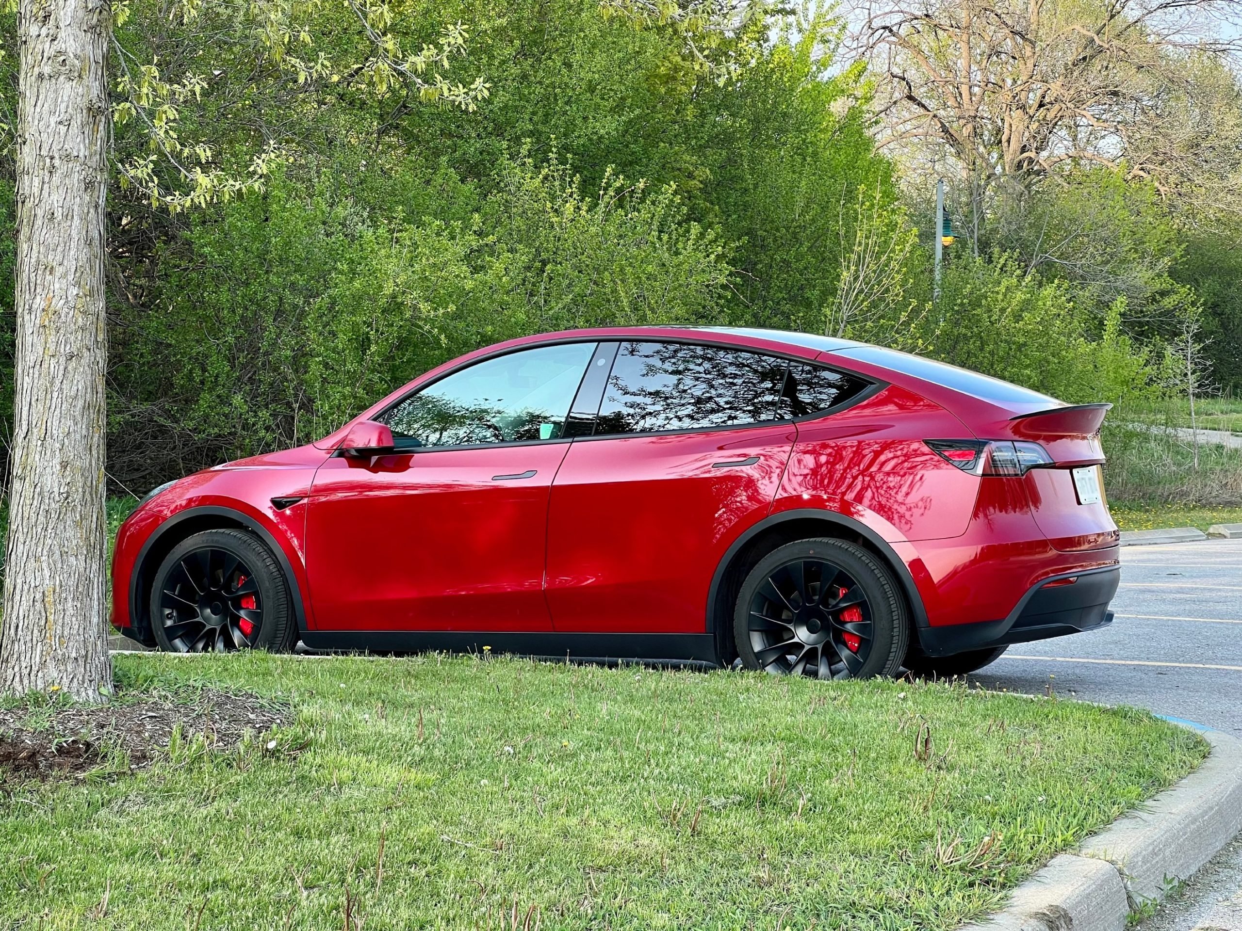 Alternative angle, red brakes pop in the sun light