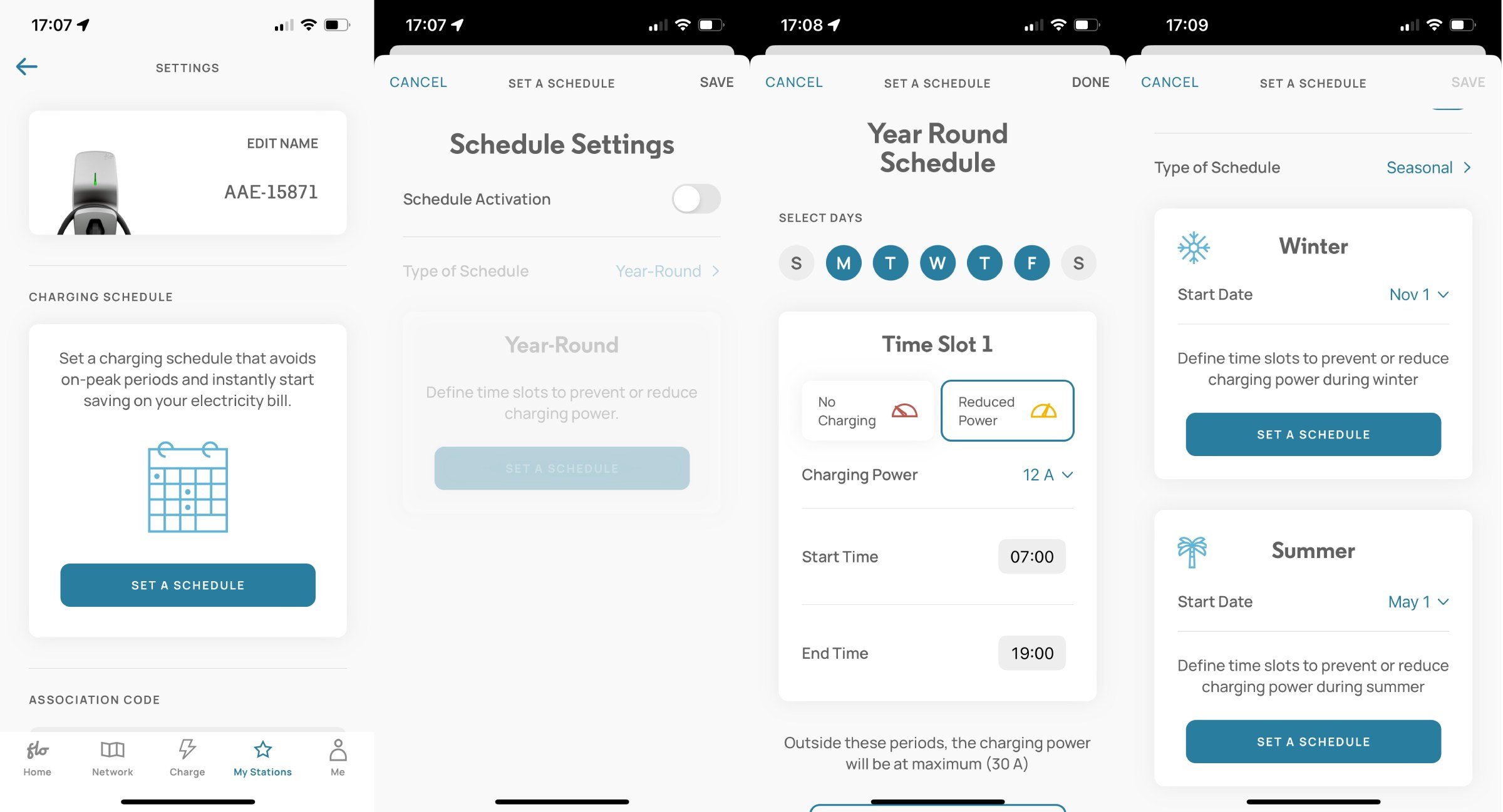 FLO app home X5 scheduling