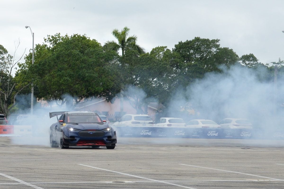 Ford Mustang GT 1400 on the skid pad at Electrify Expo Miami
