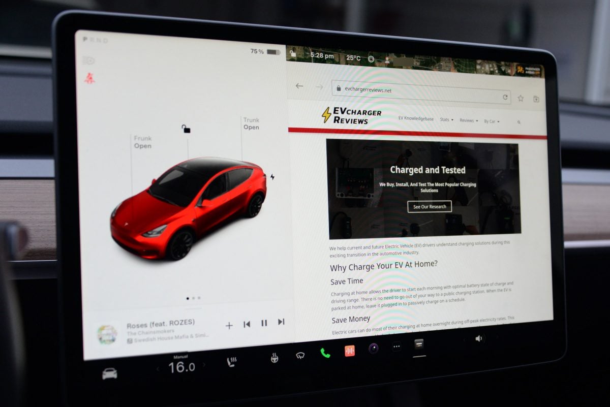 web browser on the Tesla screen