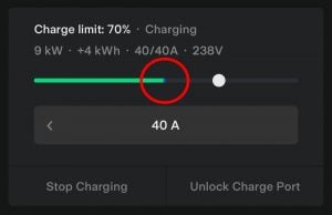 Blue dot on charging status bar in Tesla app