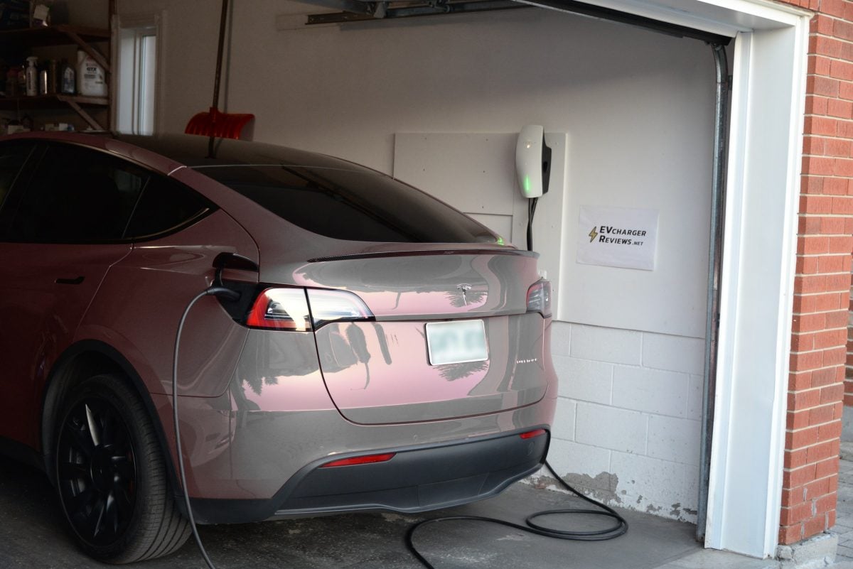 Tesla Model Y charging on Level 2 Tesla Wall Connector