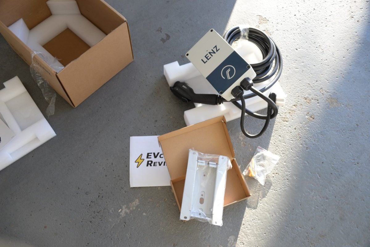 LENZ EV Charger box contents