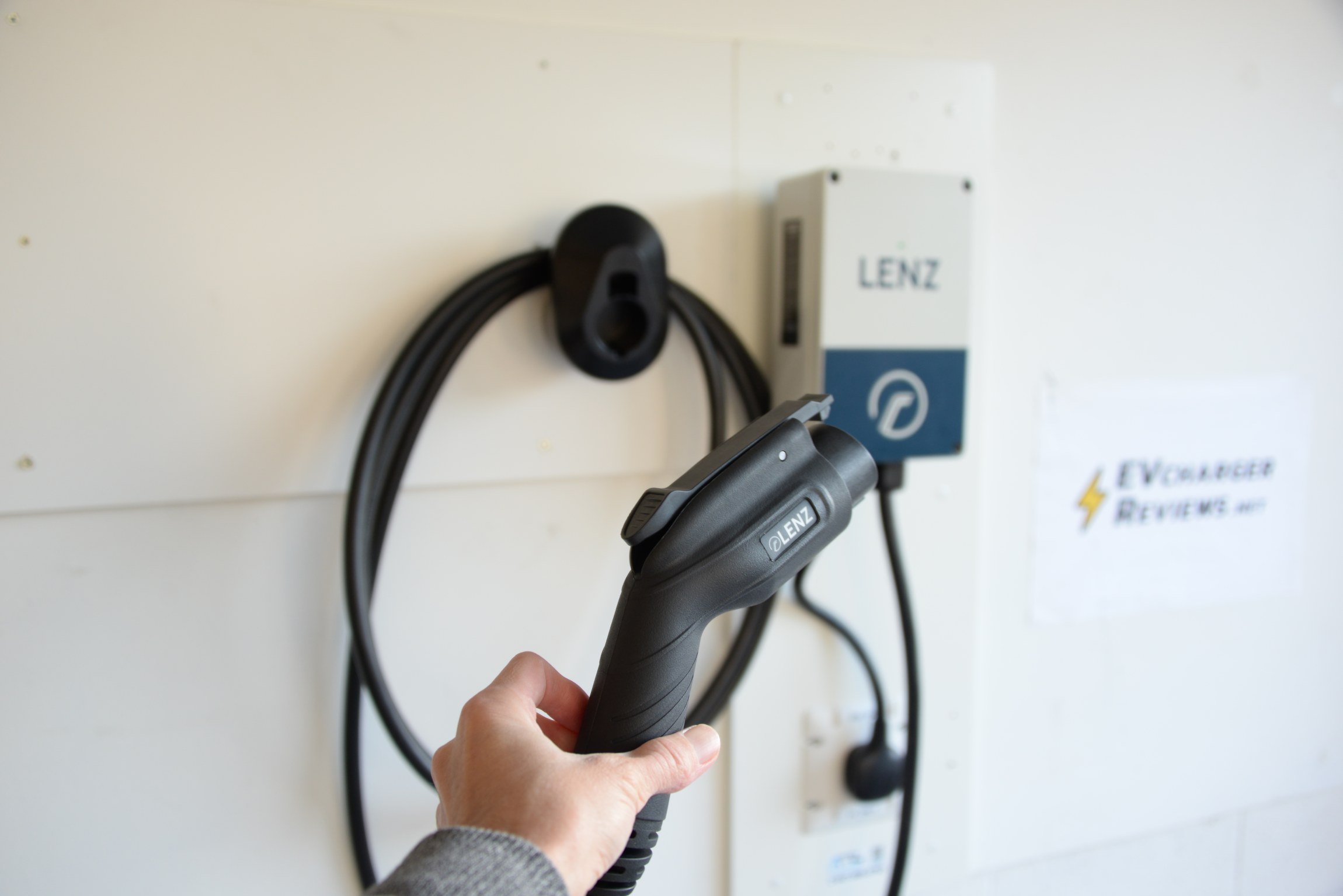 LENZ Level 2 EV charger and J1772 connector