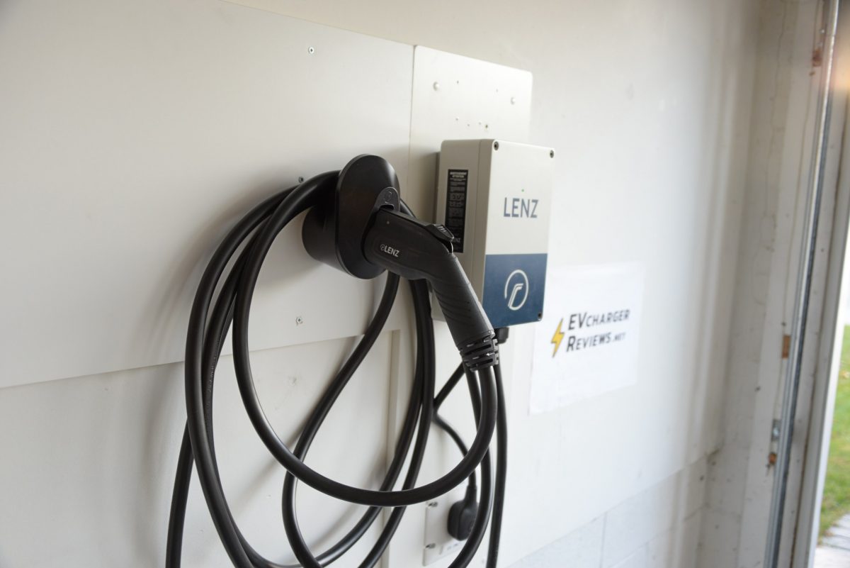 LENZ Level 2 ev charger on wall