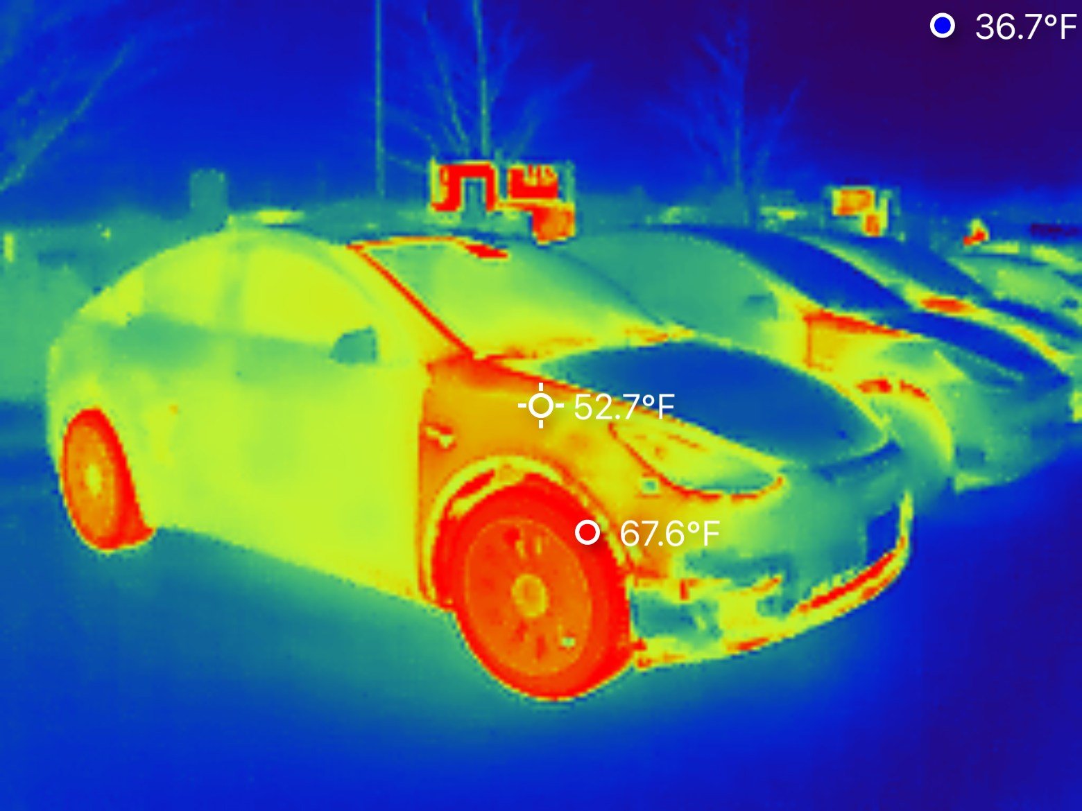 Model Y fender is hot, thermal image
