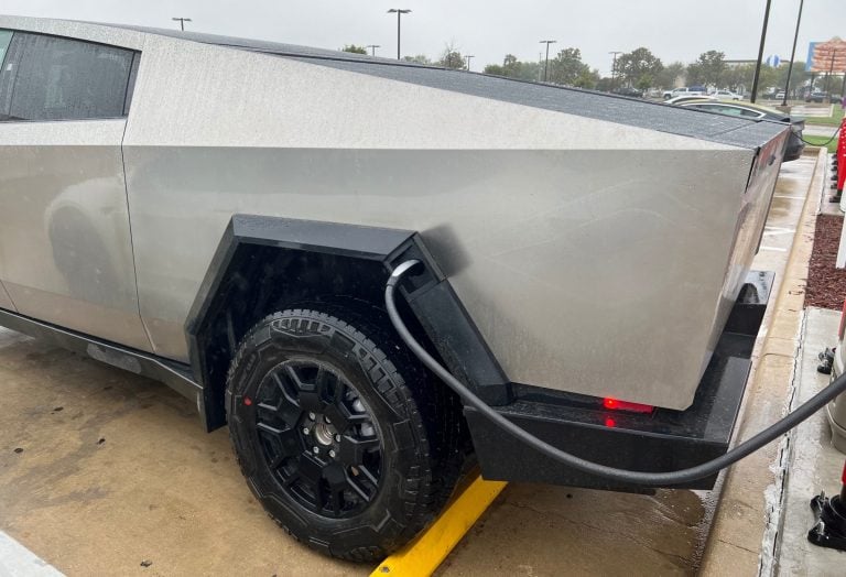 Tesla Cybertruck charging. Photo credit: Michael Kim - EVchargerReviews.net